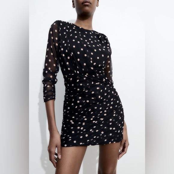 Zara Dresses & Skirts - Zara mini dress polka dot longs sleeve casual party